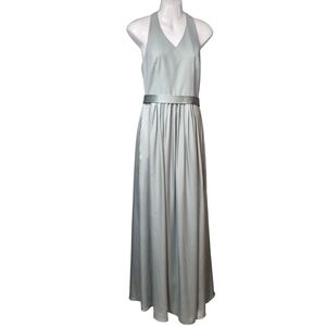 New White by Vera Wang Halter Maxi Dress Sage Green Belted Prom Bridesmaid